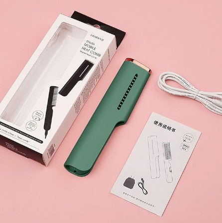 Portable Mobile Heat Comb - Cordless Hair Straightening Brush