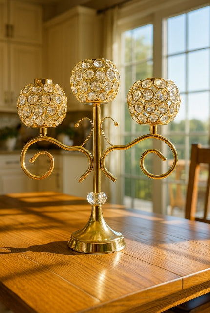 Crystal 3-Head Candle Holder