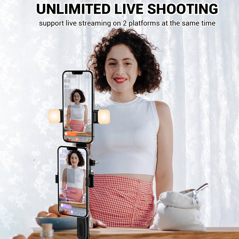 360 Rotating Pan Tilt Selfie Stick Tripod - Adjustable Phone Mount