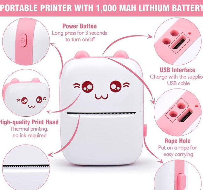Portable Mini Pocket Printer - Bluetooth Thermal Printer