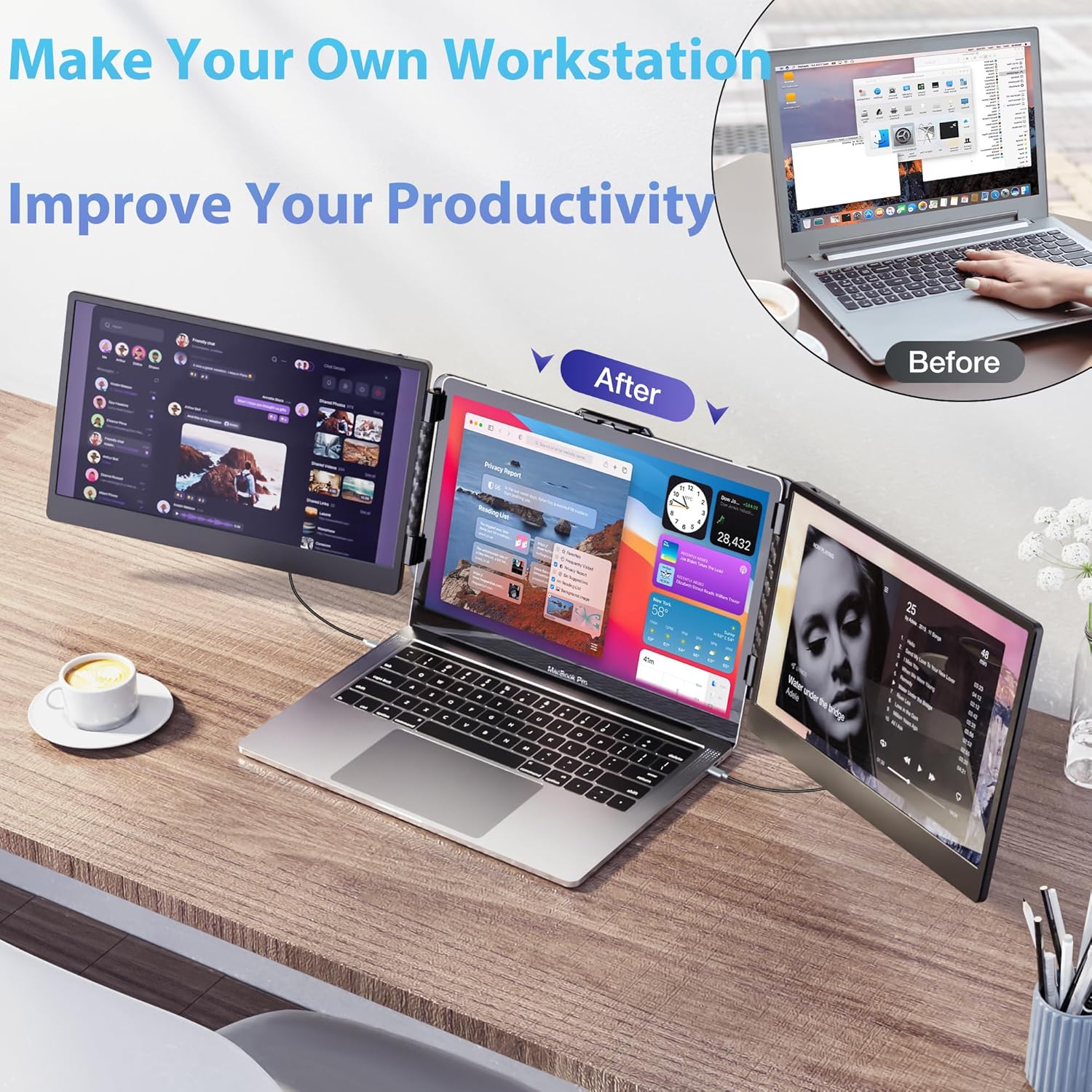 Laptop Screen Extender 14" FHD IPS - Portable Dual Triple Monitor