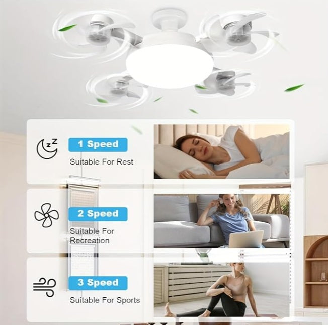F4 Multifunctional Fan Light - 2-in-1 Ceiling Fan with LED