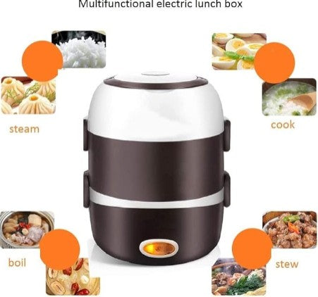 Multi-Functional Electric Cooking Lunch Box - Portable Food Steamer & Warmer