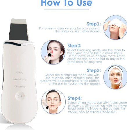 3-in-1 Ultrasonic Facial Skin Scrubber