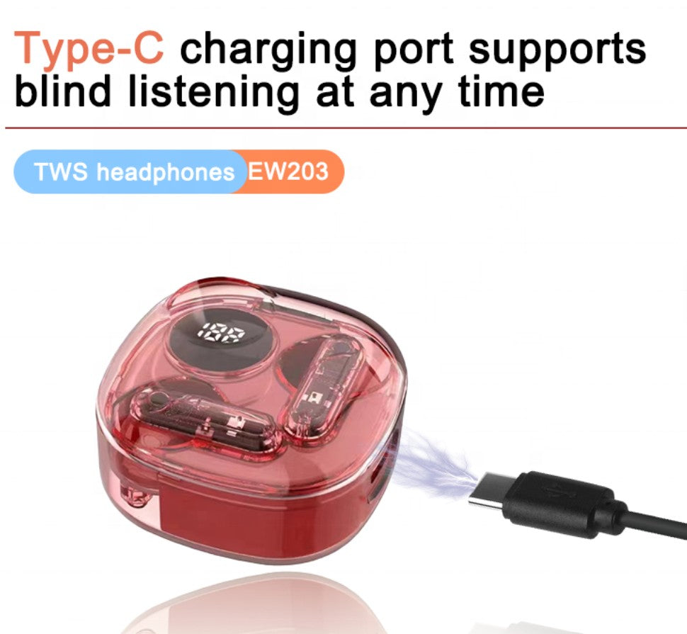 Digital 5.3 Apro 138 Transparent Earbuds - Wireless Bluetooth Earbuds