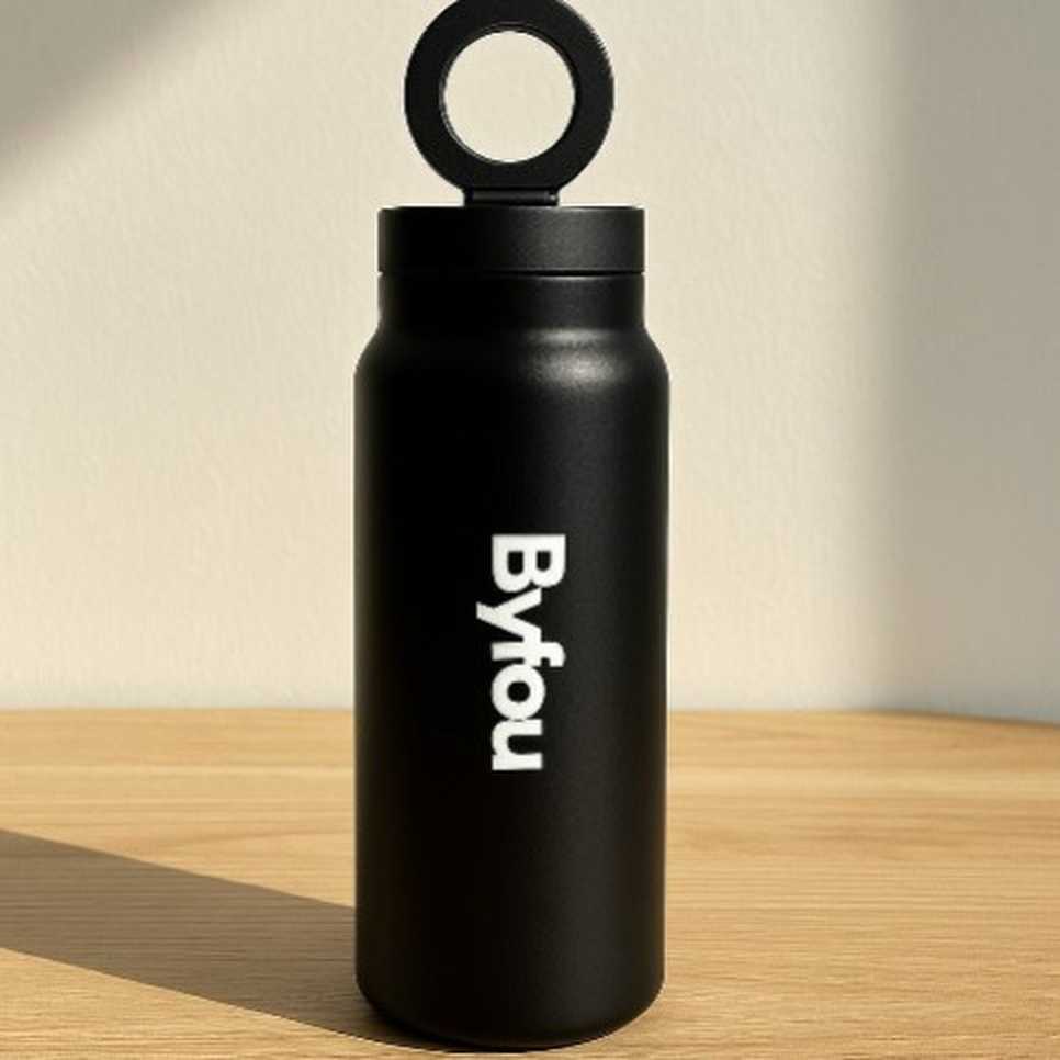 Byoul Vacuum Insulated Water Bottle with Holder - Stainless Steel