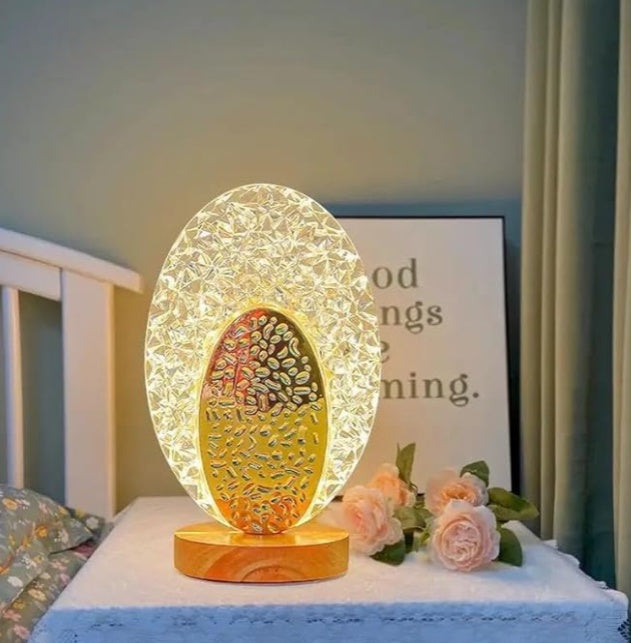 Oval Crystal LED Table Lamp - Elegant Bedside Light