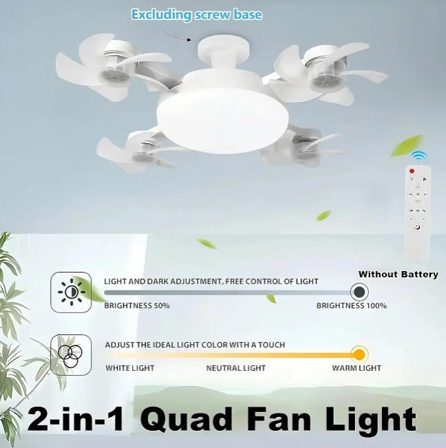 F4 Multifunctional Fan Light - 2-in-1 Ceiling Fan with LED
