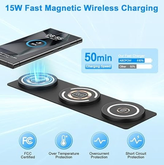 3-in-1 Foldable Wireless Fast Charger - iPhone, Apple Watch & AirPods