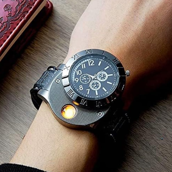Military USB Lighter Watch - Men's Tactical Rechargeable Watch
