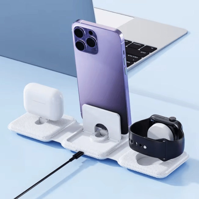 Foldable Magnetic Wireless Charger - 3-in-1 Fast Charging Station