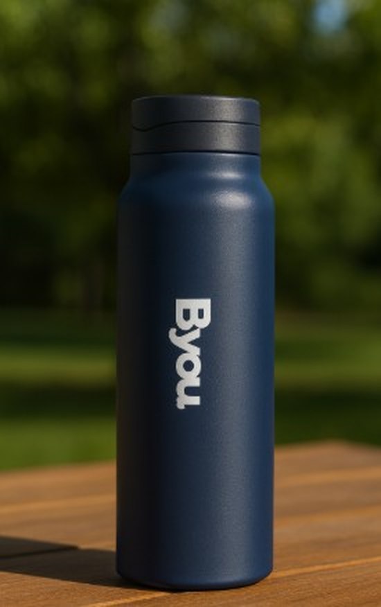 Byoul Vacuum Insulated Water Bottle with Holder - Stainless Steel